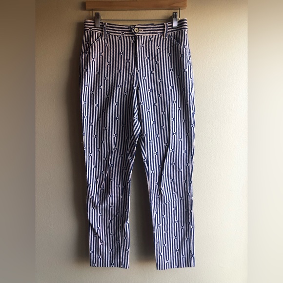 Anthropologie Women's The Essential Slim Trousers Blue White Stripe Size 2 - Picture 6 of 16